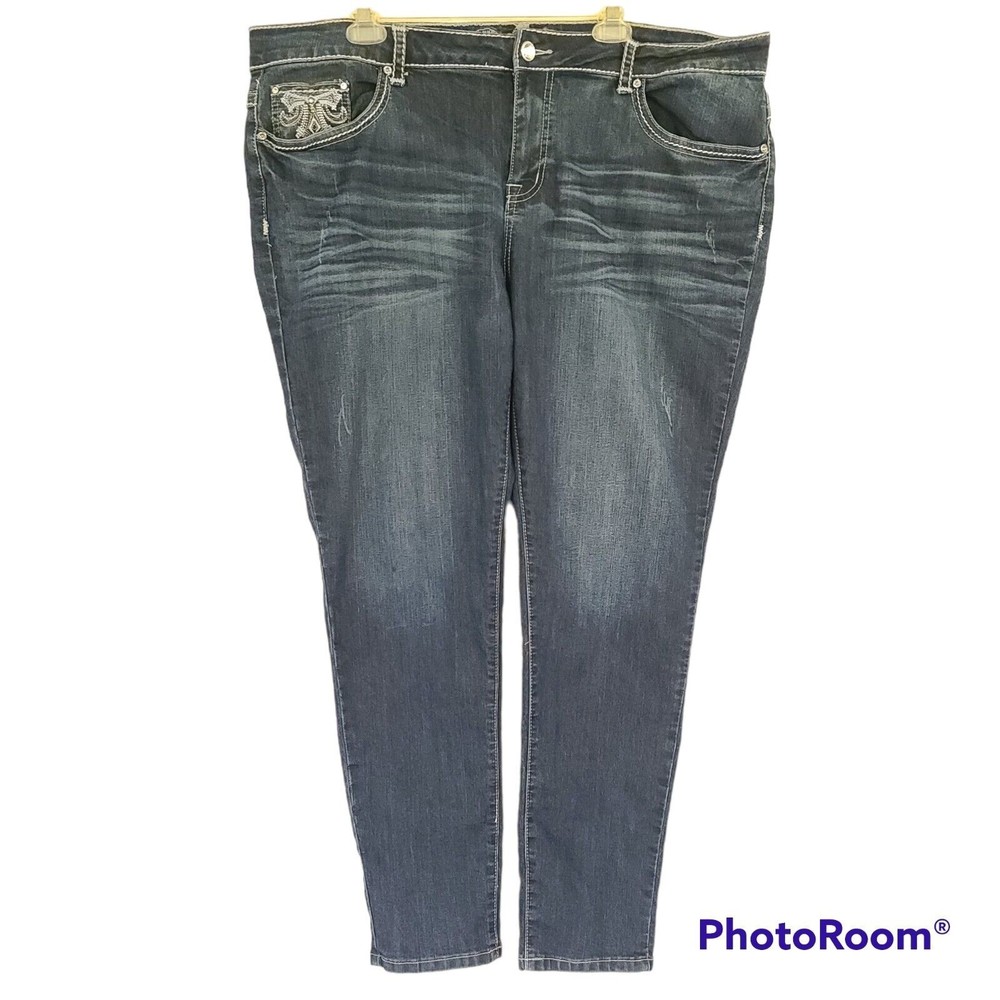 Womens Wax Blue Jeans Size 22